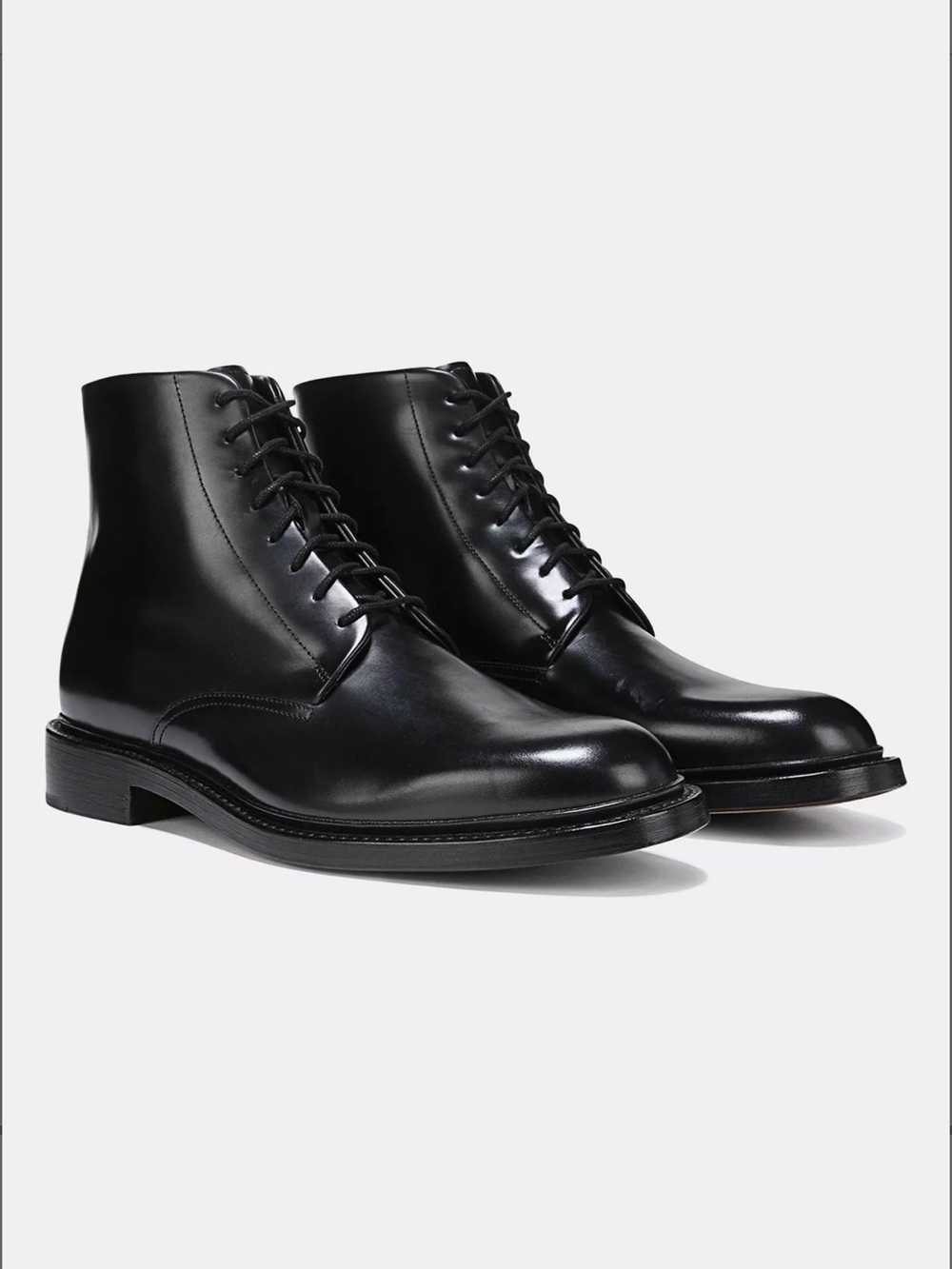 Vince MEN Black Leather Damian Lace-Up Dress Boots